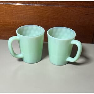Mosser Ohio Jadiete Mugs Set Of 2 4” Tall Flat Small Bubbles Noted In Glass